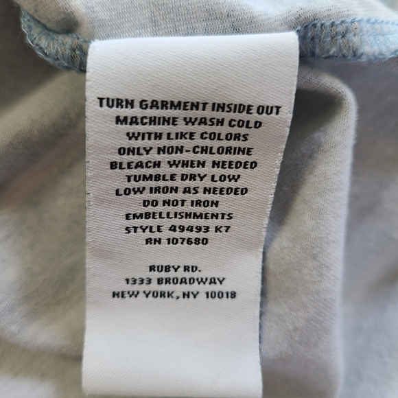 (429) Ruby Rd.  Woman's Casual 3/4 Sleeve Blouse, Size: Medium Color: Blue - Picture 7 of 14